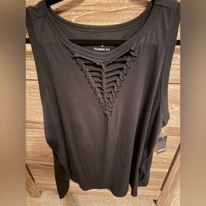 torrid Black Lace-Up Classic Fit Tank Top